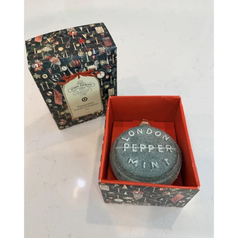 John Derian Company Peppermint Candy Glass Hanging Ornament Green Round TARGET